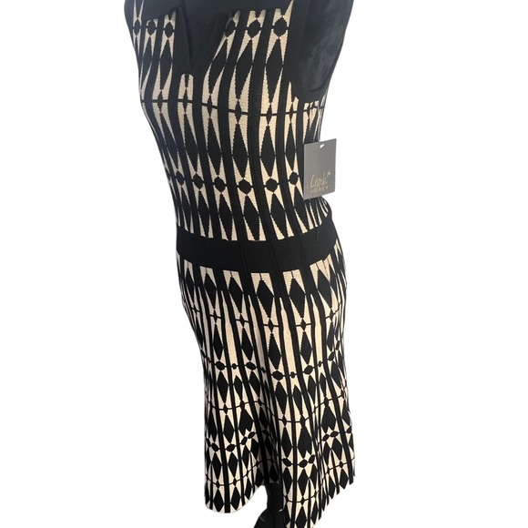 LARK & GREY, MEDIUM, BLACK/BEIGE PRINT, SLEEVELESS, DRESS. New - Picture 6 of 10
